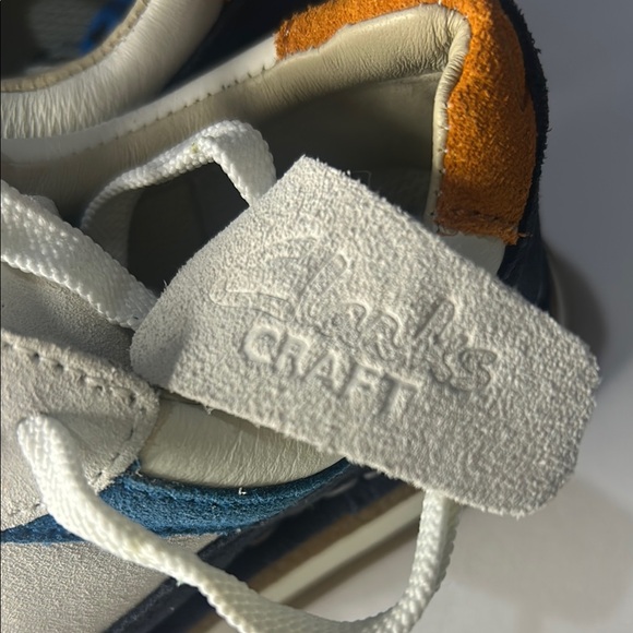 Clarks Craft Run White and Blue Retro Sneakers - Picture 2 of 5